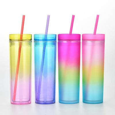 China Latest Fashion 16oz Wholesale Disposable Ramp Colorful Gradient Lean Straight Cup for sale