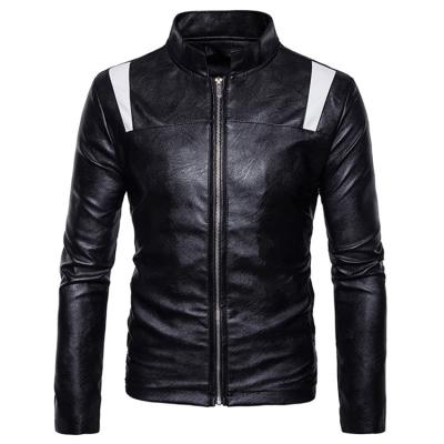 China New viable fashion white and black slim fit pu leather jacket for men for sale