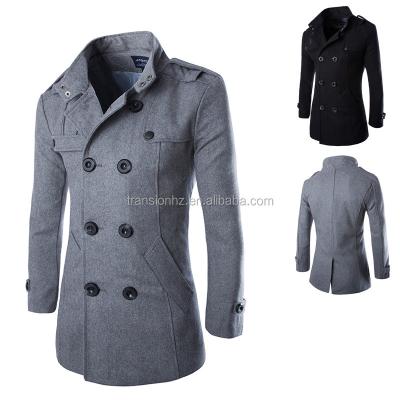 China Custom Made Autumn Winter Fashion Breathable Double Breasted Men's Outerwear Woolen Coat for sale