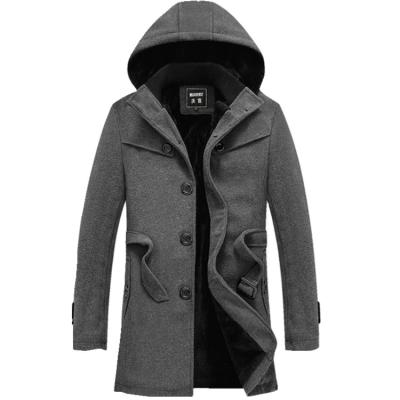 China Viable Men's Winter Outerwear Hooded Hip Woolen Coat for sale