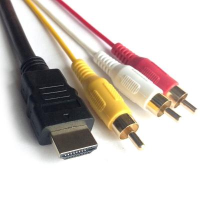 China TV BOX HDMI to RCA HDMI Cable Male to Transmitter Compound 3RCA Male Adapter Cable AV NO SIGNAL CONVERSION FUNCTION for sale