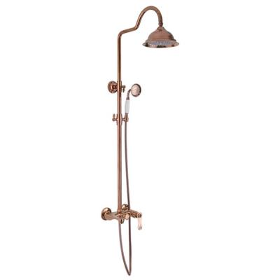 China With Slide Bar Golden Rain Waterfall And Ring Shape Rainfall Shower Set In Brass for sale