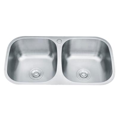 China Wholesale Modern Curved 50&50 Without Faucet Kitchen Hidden Sink With Drainer for sale