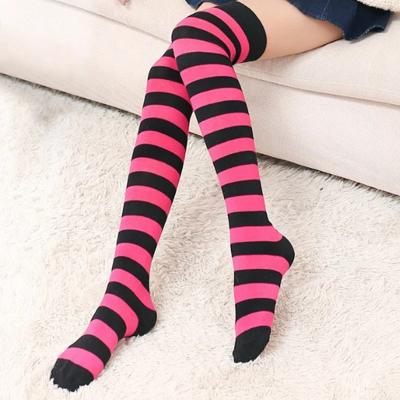 China Antibacterial women slim stripes tube thumps thigh high tights above knee thumps casual knee high stockings for sale