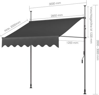 China Outdoor Retractable Awning / Balcony Awning Height-Adjustable Clamping All-Season for sale