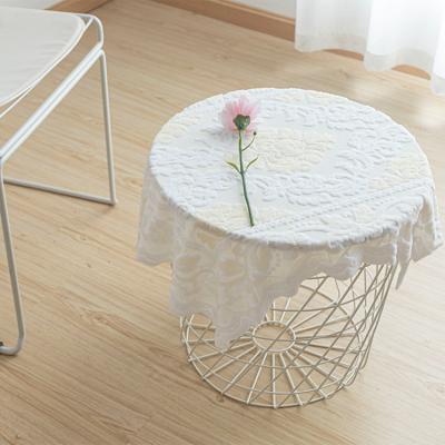 China Europe lowest price well designed lace round fitted two color spandex tablecloth for home decoration for sale