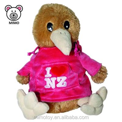 China Cute Gift Cartoon Kiwi Bird Plush Toy With T-shirts Brand LOGO OEM New Zealand Custom Soft Plush Toy Kiwi Bird Plush Toy for sale