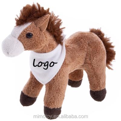 China Wholesale Cheap Creative Cute Kids Horse Riding Stuffed Plush Gift Brown Soft Plush Horse Toy With Bandana for sale