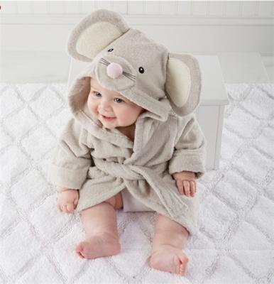 China Wholesale Organic 100% Cotton QUICK DRY Baby Towel With Hood Gray Elephant Embroidery Hooded Kids Bath Towels Bathrobe for sale