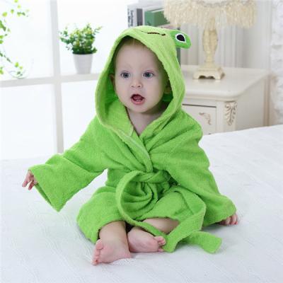 China Custom Design 100% Baby Bathrobe OEM Small Soft Green Baby Frog Wholesale Cute Bamboo Animal Hooded Towel QUICK DRY for sale