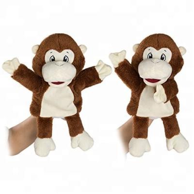 China Fashion Kids Gift LOW MOQ Plush Toy Brown Monkey Hand Puppet Soft Toy Monkey Hand Pupper Custom Cute Soft Theater For Adult for sale