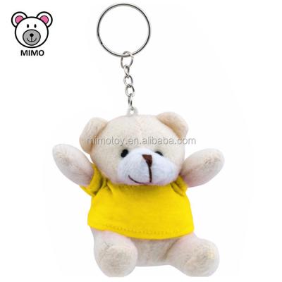 China Cheap Gift Mini Plush Teddy Bear Toy Promotion Gift With LOGO Stuffed Animal Soft Plush T-shirts Custom Wholesale Teddy Bear Keychain for sale