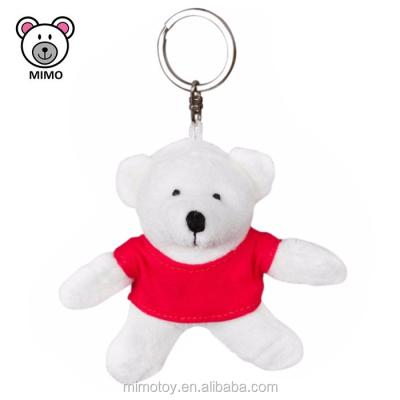 China Gift Adorable Teddy Bear Keychain With White T-shirts Wholesale Custom Brand Key Chain Cheap Plush LOGO Stuffed Animal Soft Toy for sale