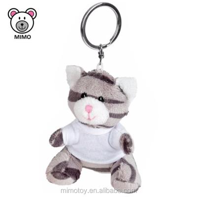 China Wholesale Plush Cat Keychain Mini Stuffed Animal Soft Toy Promotion Plush Gift Custom Kitty Cat Keychain With Custom T-shirts for sale