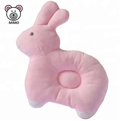 China Custom Soft Plush Rabbit Pink Bunny Baby Memory Foam Flat Head Pillow Magnetic With Hole Baby Newborn Sleeping Animal Head Shaping Pillow for sale