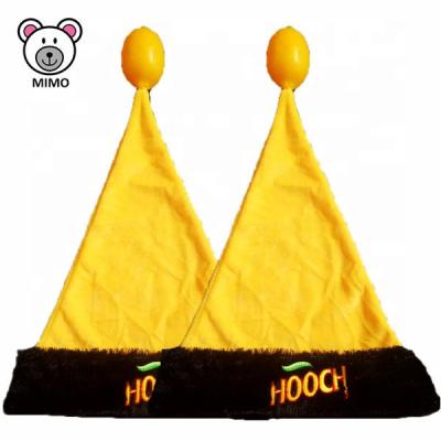 China OEM LOGO Cute Soft Toy Custom Plush Santa Claus Hat Cap With Pompom Christmas Gift Fashion Christmas Gift 2019 New Kids Christmas Santa Hat Yellow for sale