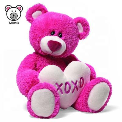 China 2019 Custom Plush Toy XOXO LOGO Plush Toy Rose Pink Teddy Bear With Heart New Toy Plush Valentine Girl's Gift Soft Pink Teddy Bear for sale