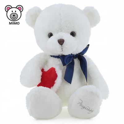 China Lovely Plush Toy Valentine Teddy Bear For Girl Custom LOGO Cute Soft Plush White Teddy Bear With Red Heart Gift Stuffed Toy for sale