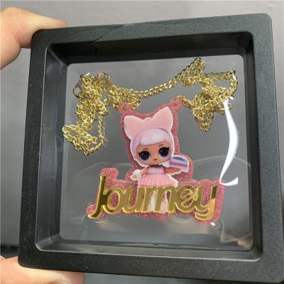 China 2021 Custom Made Acrylic Cartoon Character Name Jewelry Hiphop 2021 Personalized Custom Made Necklace Kids Necklace for sale