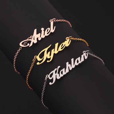 China Hip Hop Stainless Steel 18K Gold Plated Custom Name Letter Women Bracelet Jewelry for sale