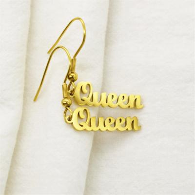 China CLASSIC Wild Creative Stainless Steel Letter Queen Earrings Name Earrings Mothers Day Gift for sale