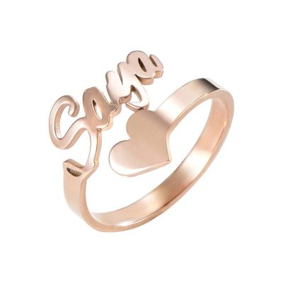 China Personal Product Ring New 2021 Fashion Style Rose Gold Plated Custom Rings Stainless Steel TRENDY Name Jewelry for sale