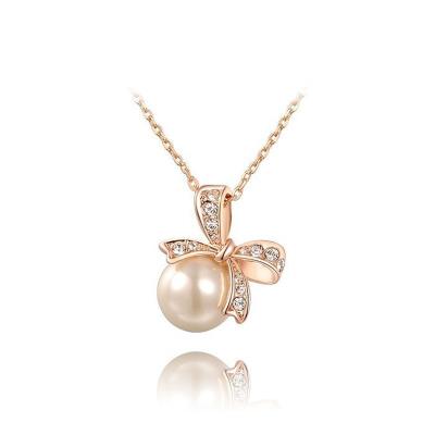 China Cutstomized Punk Fashion Rose Gold Pearl Jewelry Stainless Steel Swan Shape Necklace For Women Men Earring Jewelry Set for sale