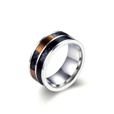 China Wholesale Hiphop MJ Jewelry Carbon Fiber Ring Simple Design Stainless Steel Ring For Men for sale