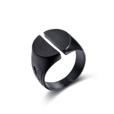 China Hiphop MJ Jewelry Classic Style Punk Ring With Black Opening Pattern For Unisex Stainless Steel Rings Jewelry for sale