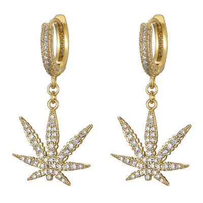 China Hiphop MJ Jewelry Low MOQ Female Hip Hop Metal Leaf Dangle Earrings for sale