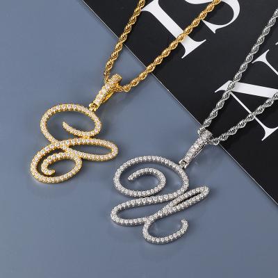 China TRENDY Bling DIY Wand Letters Iced Out Necklaces Chains Jewelry Pendants Hip Hop Custom Name Letters Cubic Zircon for sale