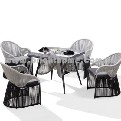 China Modern Design Special Aluminum Frame Rope Wicker Outdoor Dining Set Patio for sale