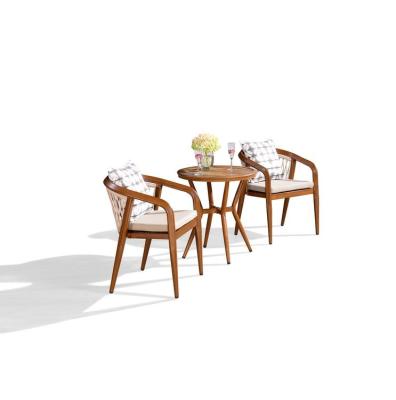 China Modern Simple Style 3 Piece Garden Dining Outdoor Furniture Patio Rattan Chair And Table Set for sale