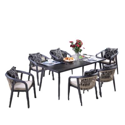 China Modern Morden Furniture Home Hotel Restaurant Patio Garden Sets Dining Table Set Outdoor Aluminum Rattan Chair for sale