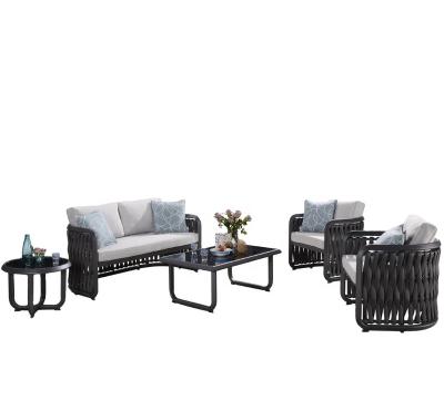 China Modern Aluminum Exclusive Design Patio Garden Furniture High Quantity Outdoor Rope Sofa Sets for sale