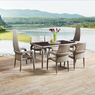 China Garden Set PE Aluminum Rattan Outdoor Furniture Banquet Meeting Chair Dining Sets Chair Table for sale