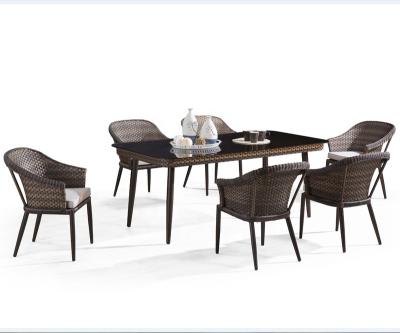 China Garden Set Aluminum Rattan Outdoor Furniture Luxury PE Garden Dining Sets Foshan Factory for sale