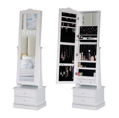 China New Home Furniture Storage Holding Wooden Jewelry Storage Cabinet Mirror Dressing Mirror Rack Mirror for sale