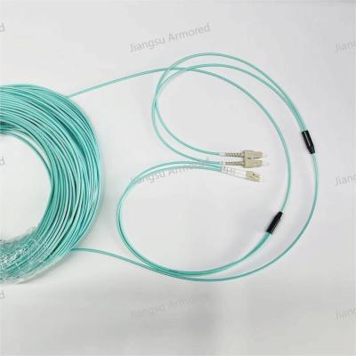 China 3.3MM Armored Fiber Optic Patch Cable DSC DLC 150M OM3 150 Aque for sale