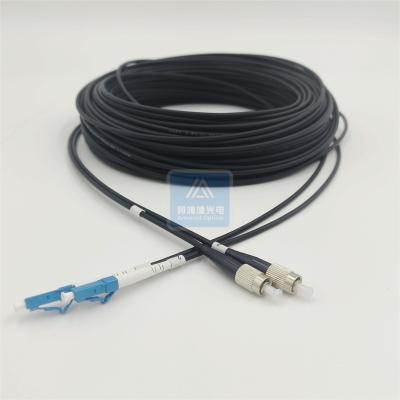 China 2 Core Armored Patch Cord 50m Black LSZH 5mm FTTH Fc To Lc Patch Cord for sale