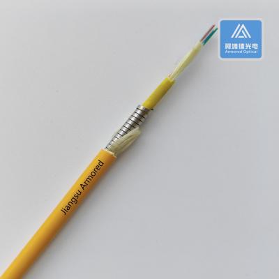 China 6 Cores Single Mode Spiral Armored Fiber Cable 6.5mm Orange PVC Rodent Resistant FTTH for sale