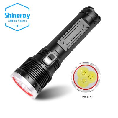 China Super Bright Camping RTS Smart 3*xhp70 Aluminum Screen Power Style 10w Led Tactical Usb Rechargeable Flashlight for sale