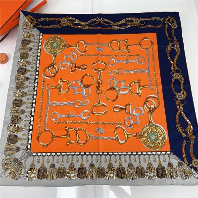 China Square Hand Hemming Printing Square Twill 90*90cm Silk Wholesale Hijabs Scarf for sale