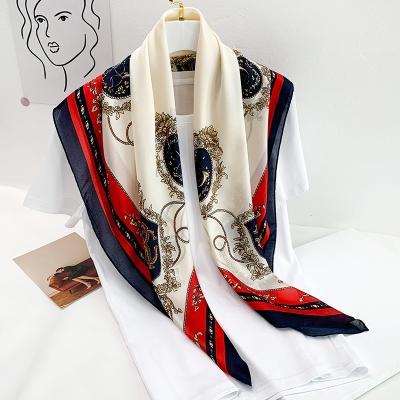 China Print Square Women Tassel Feeling Square Scarf Silk Shawl Wraps Large Headscarf Hijab Headband Scarves Brand Design Bandana Scarves for sale