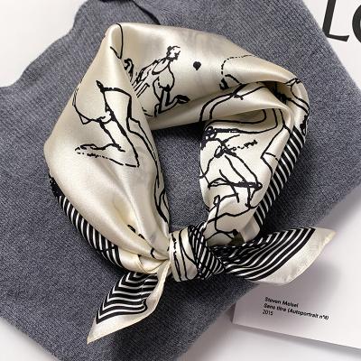 China Wholesale 100% Silk Tie Hair Band Women Small Retro 53*53cm Printed Vintage Square Scarf Elegant Head Neck Scarf for sale