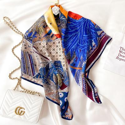 China Wholesale 100% Silk Square Scarf For Women Foulard 90*90cm Square Scarf Head Shawls Band Luxury Design Printed Vintage Elegant Scarf for sale