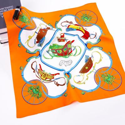 China New Square Letter Springs Silk Scarf Fashion Printing Small Horse Headband Carriage Pattern Women's Square Twill Scarves for sale