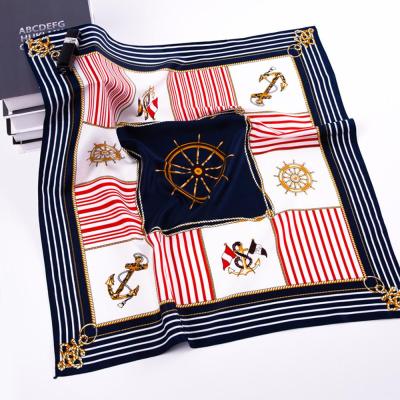 China Square 60cm*60cm Square Brand Scarves Women Small Twill Scarf 2019 Striped Pattern Headband Print Silk Luxury Scarf Fashion New for sale