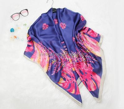 China Square Digital Printing High Quality Women's Square Spot Scarf New Silk Shawl 120*120cm for sale