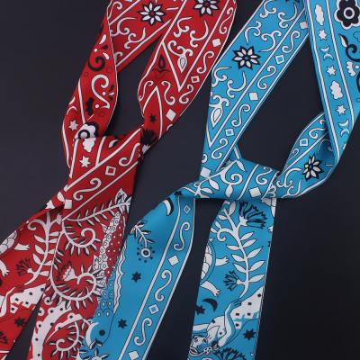 China Long Scarf For Women Bohemian Digital Printing Foulard Silk Skinny Scarf Brand Bag Women Tie Head Belt Fashion Scarves For Ladies for sale